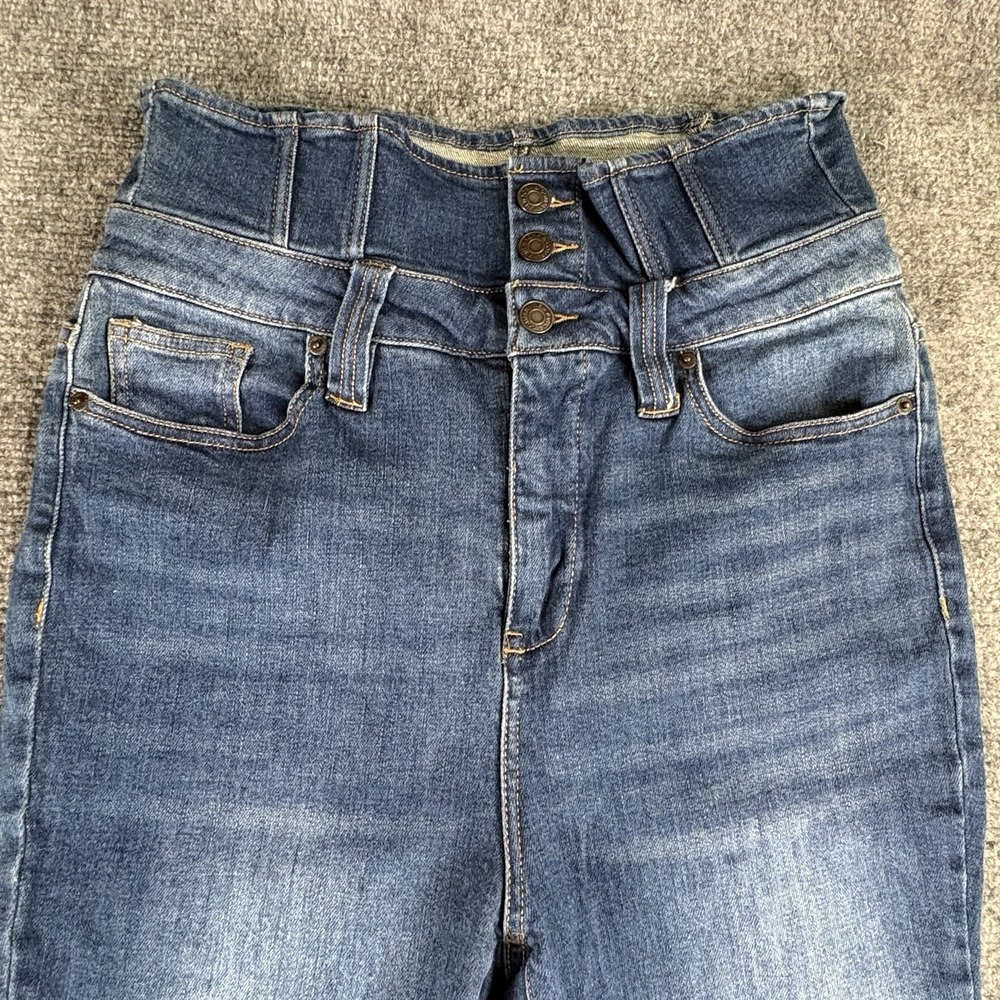 NY & C Jeans Womens 10 Blue Corset Waist High Rise Triple Button Skinny Y2K Boho